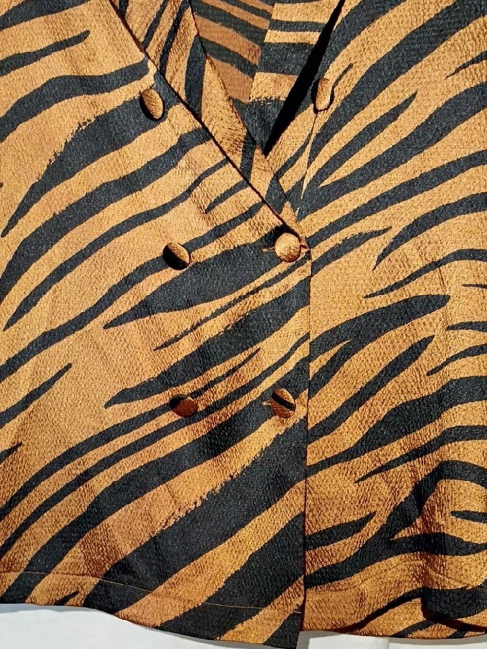 Who What Wear Animal Print Tiger-Stripe Oversized Double Breasted Blazer, Sz 6 - Picture 4 of 11